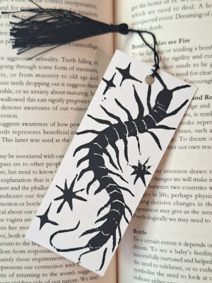 Linocut Bookmark - Centipede